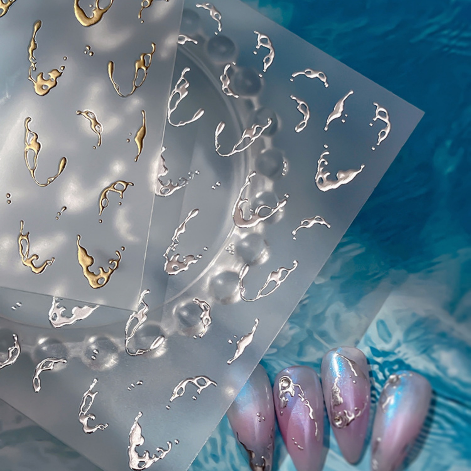 Gold Foil Water Splash 5D Nail - огляд і ціна Freshwater Line