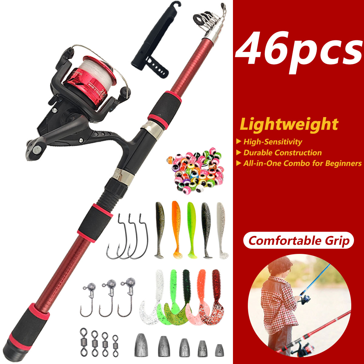 46Pcs Telescopic Fishing Rod R - огляд і ціна Freshwater Line