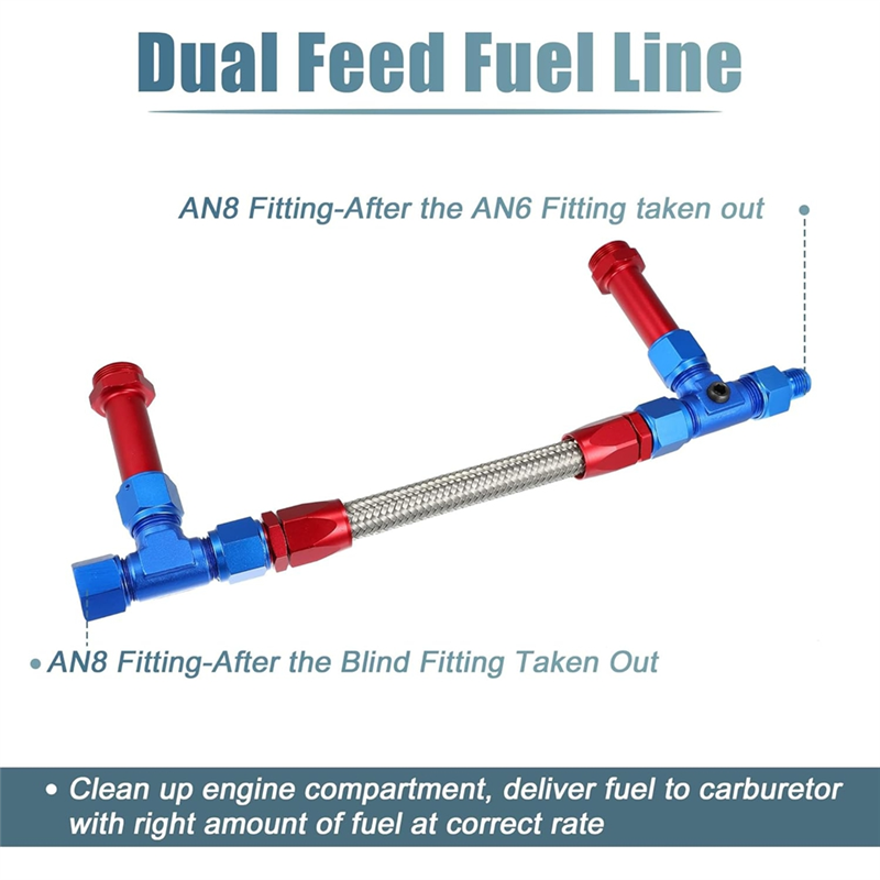 8AN Dual Feed Fuel Line To 7/8 - огляд і ціна Braided Line
