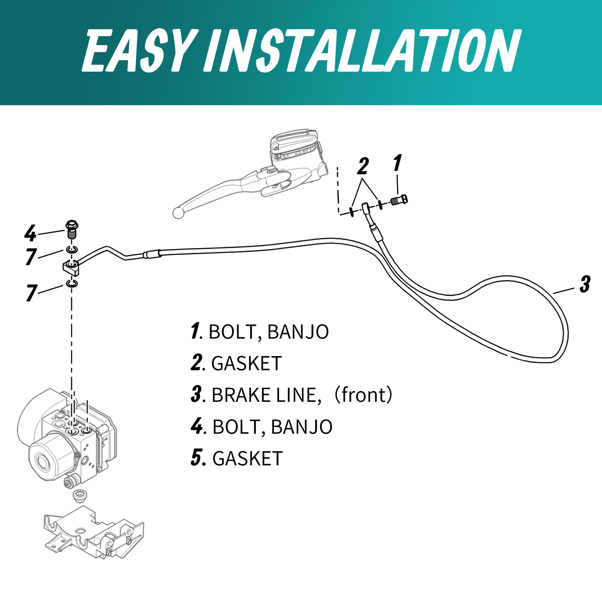 Upper Front Brake Line Oil Hos - огляд і ціна Braided Line